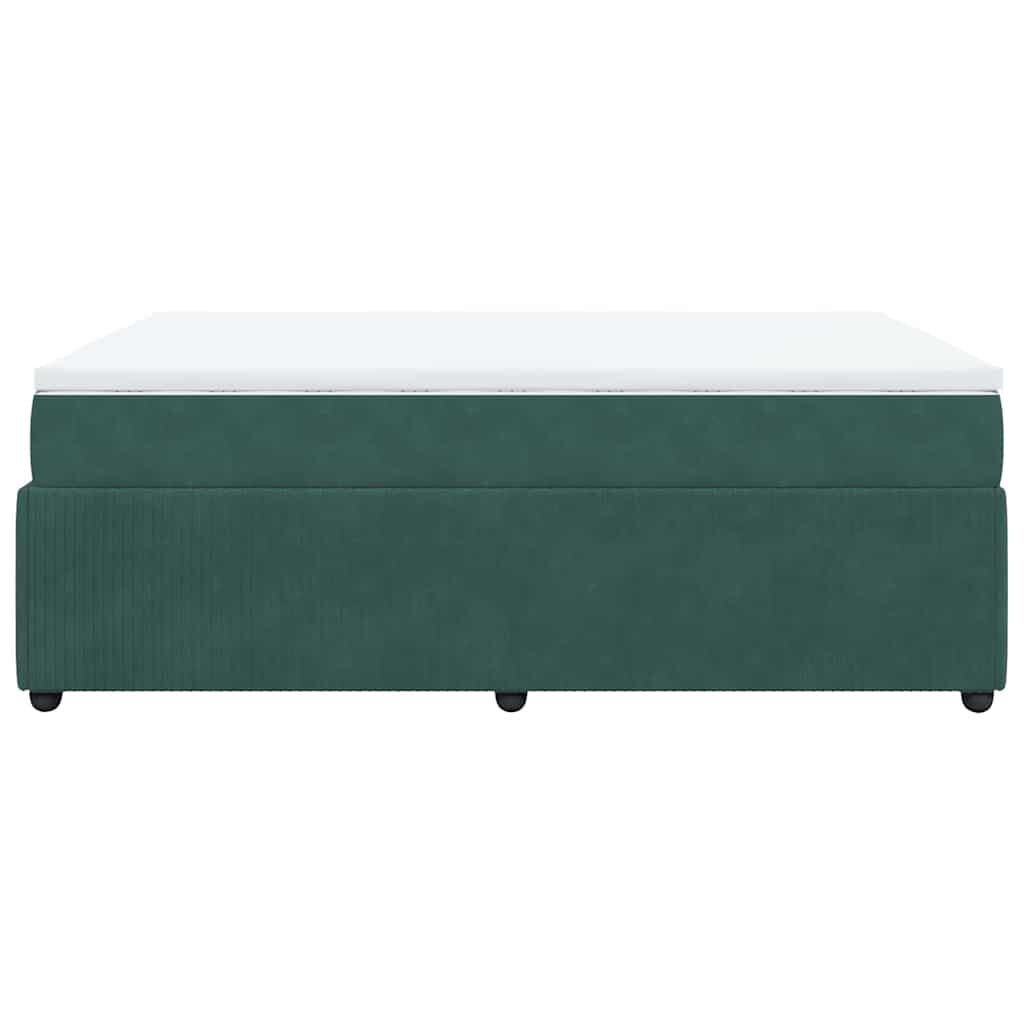 vidaXL Κρεβάτι Boxspring με Στρώμα Σκούρο Πράσινο 160x200εκ. Βελούδινο