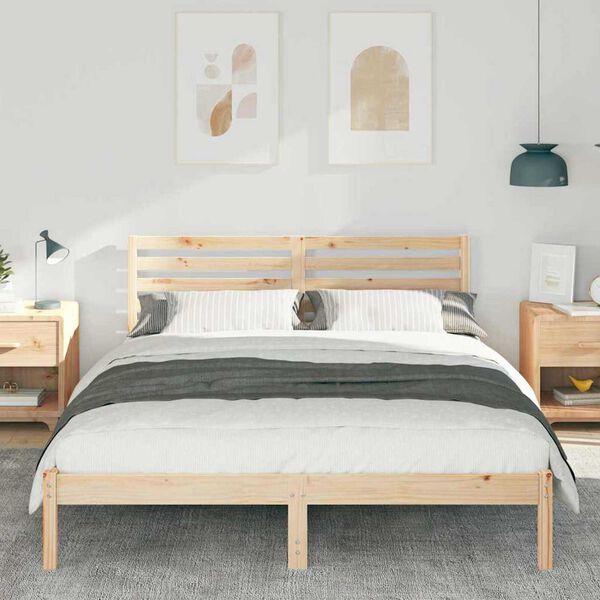 vidaXL Σκελετός Κρεβατιού Καφέ 140 x 200 cm Μασίφ ξύλο πεύκου