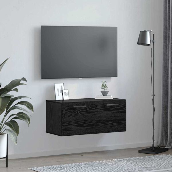 vidaXL Ντουλάπα Τοίχου Μαύρη δρυς 80 x 36.5 x 35 cm Επεξεργασμένο ξύλο