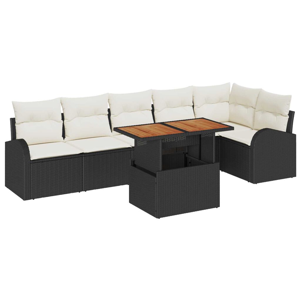 vidaXL Σετ Καναπέ Κήπου με αποθήκευση 7 pcs Μαύρο Πολυ ράταν