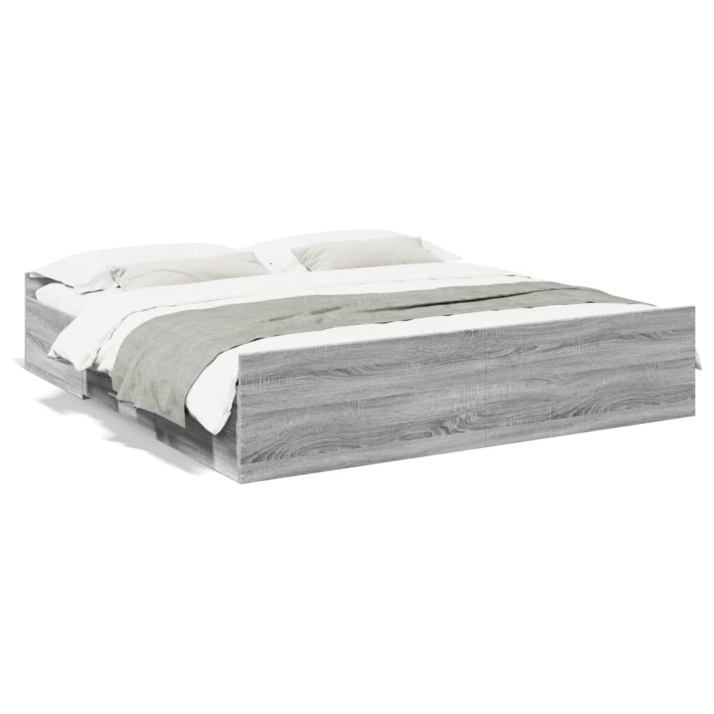 vidaXL Πλαίσιο Κρεβατιού με συρτάρια Γκρι sonoma 200x200εκ. Επεξ. Ξύλο