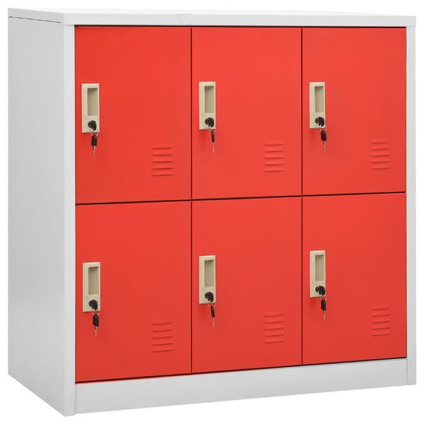 vidaXL Φοριαμοί 5 τεμ. Ανοιχτό Γκρι/Κόκκινο 90x45x92,5 εκ. Ατσάλινοι