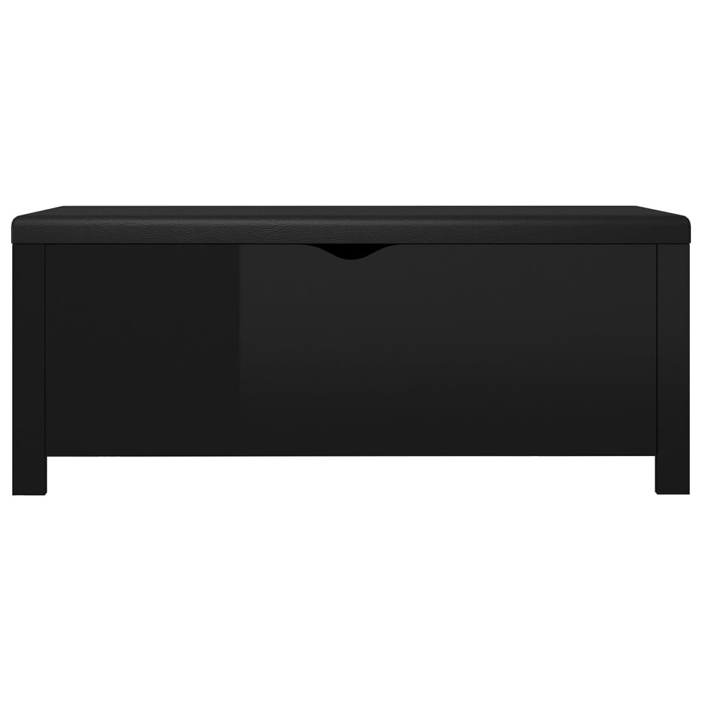 vidaXL Κουτί Αποθήκευσης Γυαλ. Μαύρο 105x40x45εκ Επεξ. Ξύλο & Μαξιλάρι