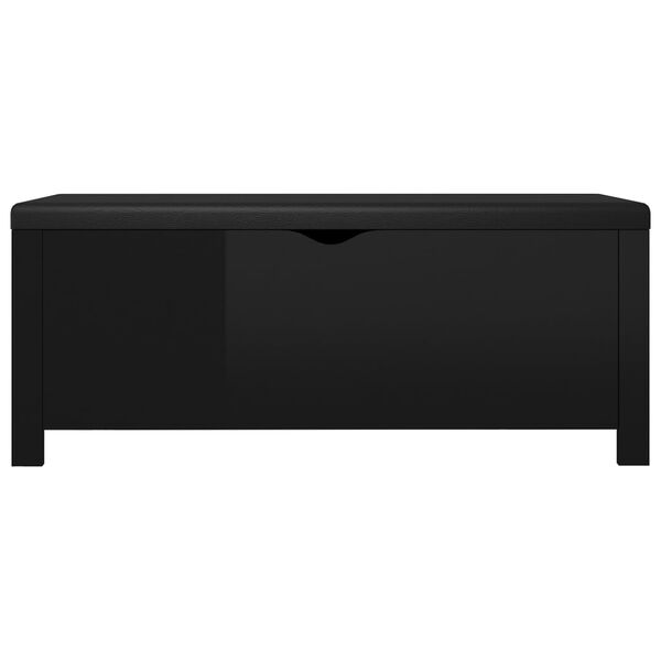 vidaXL Κουτί Αποθήκευσης Γυαλ. Μαύρο 105x40x45εκ Επεξ. Ξύλο & Μαξιλάρι