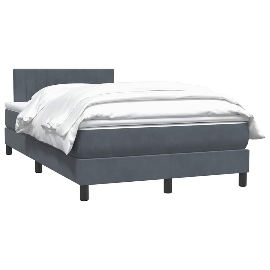 vidaXL Κρεβάτι Boxspring με Στρώμα Σκούρο Γκρι 120x210 εκ. Βελούδινο