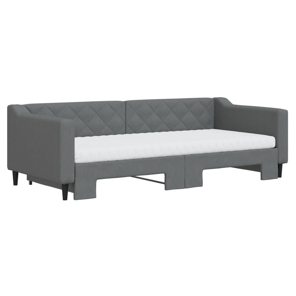 vidaXL Καναπές Κρεβάτι Συρόμενος Σκούρο γκρι 90x200 εκ Ύφασμα Στρώματα