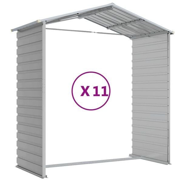 vidaXL Αποθήκη Κήπου Ανοιχτό Γκρι 191x980x198 εκ. Γαλβανισμένο Ατσάλι