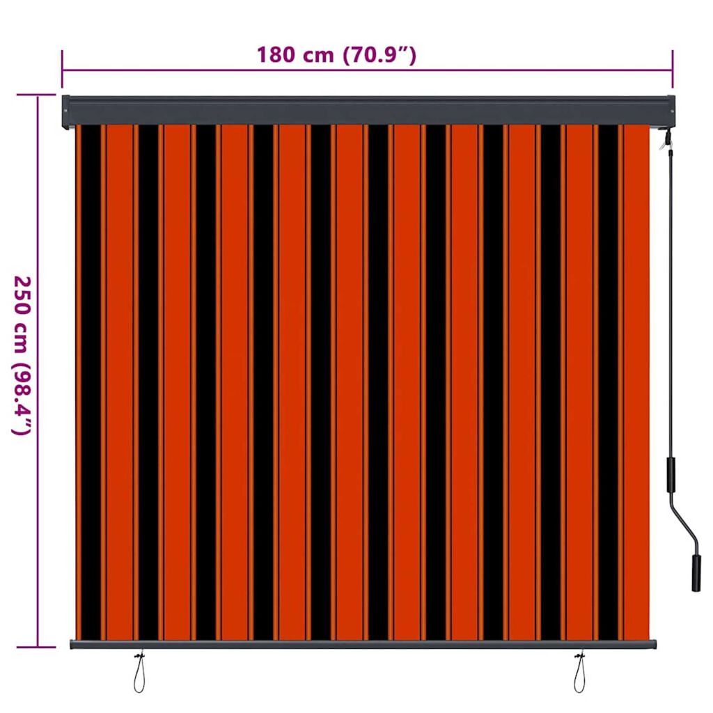 vidaXL Εξωτερικό ρολό Ριγέ Πορτοκαλί και λευκό 180 x 250 cm ύφασμα