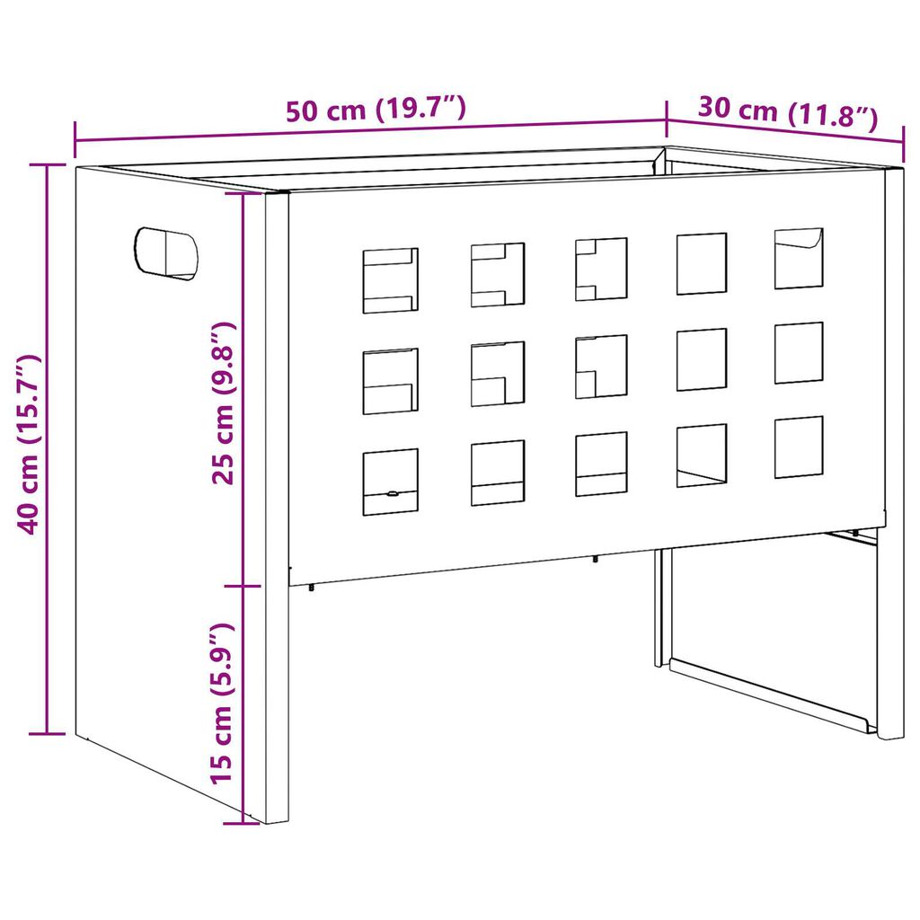 vidaXL Εστία Φωτιάς Ορθογώνια Μαύρη 50x30x40 εκ. Ατσάλι