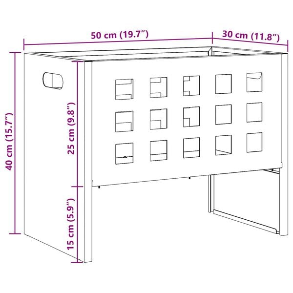 vidaXL Εστία Φωτιάς Ορθογώνια Μαύρη 50x30x40 εκ. Ατσάλι
