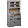 vidaXL Βιτρίνα Γκρι 93 x 40,5 x 180 εκ. Μασίφ Ξύλο Πεύκου Σειρά Panama