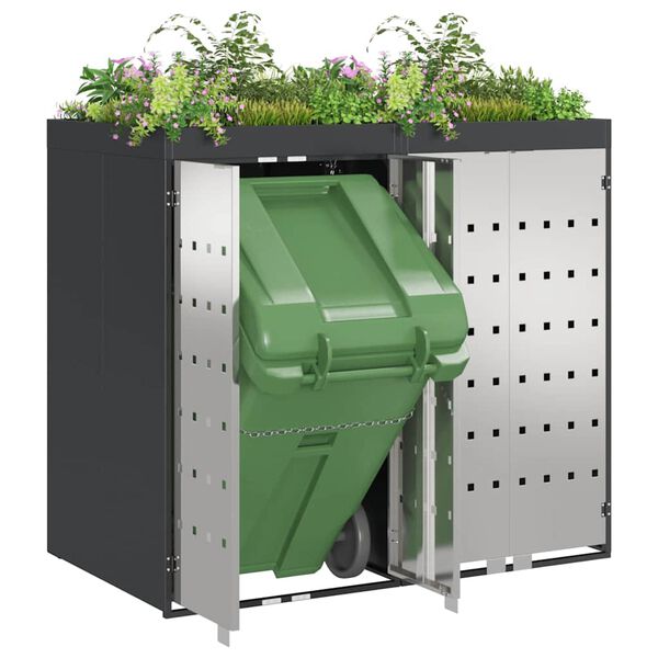 vidaXL Αποθήκη τροχήλατου κάδου για 3 κάδους Ανθρακί