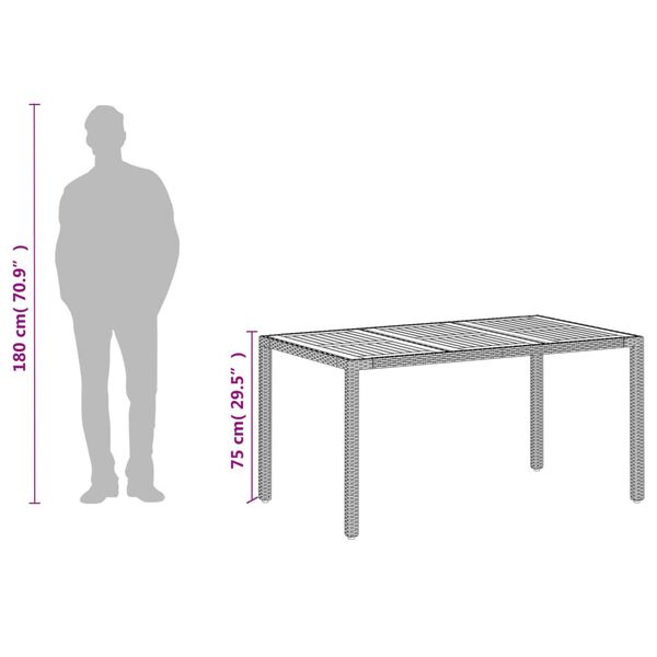 vidaXL Τραπέζι Κήπου Μπεζ 150x90x75 εκ. Συνθετικό Ρατάν / Ξύλο Ακακίας