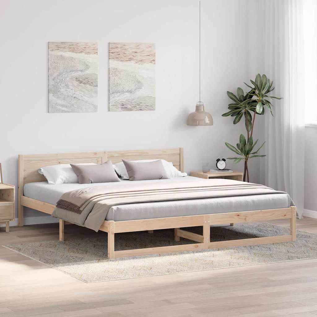 vidaXL Σκελετός Κρεβατιού Καφέ 200 x 200 cm Μασίφ ξύλο πεύκου