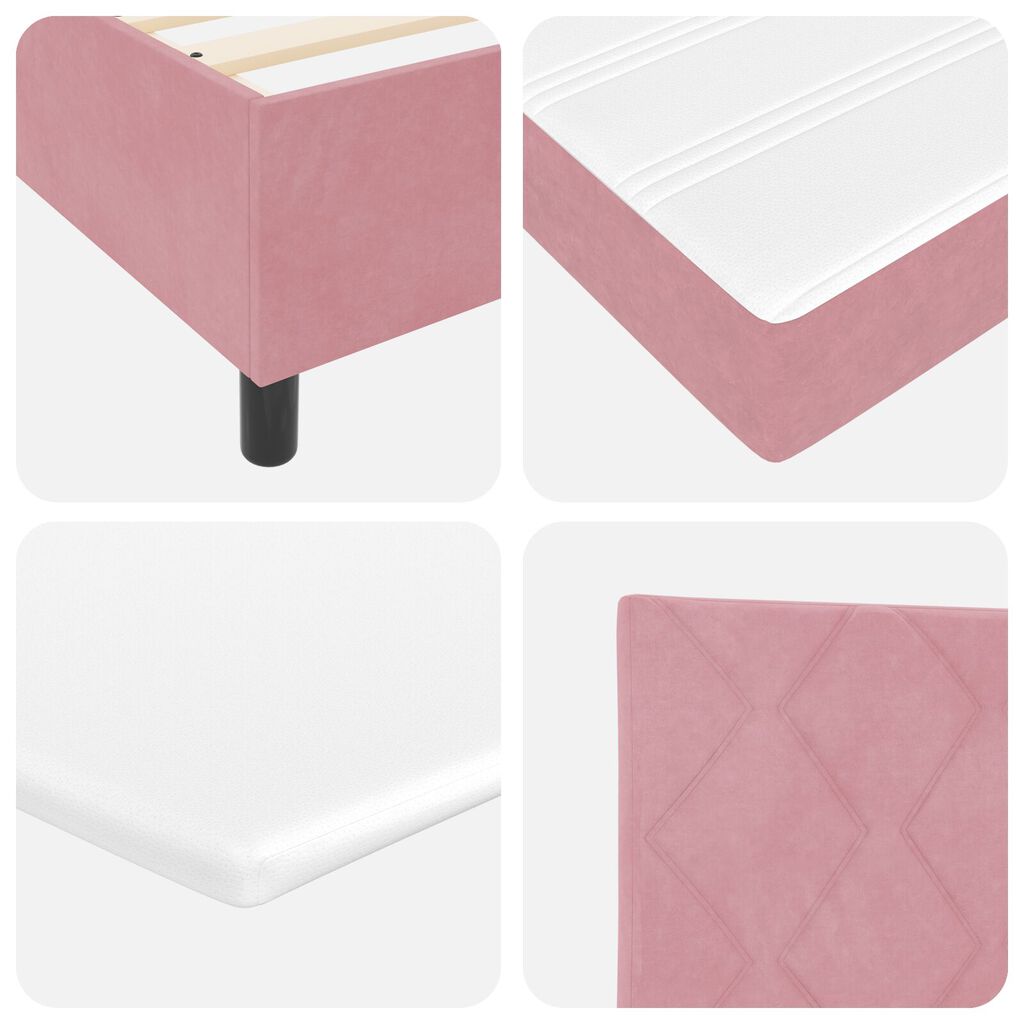 vidaXL Κρεβάτι Box Spring με Στρώμα & LED Ροζ 90x190 εκ. Βελούδου