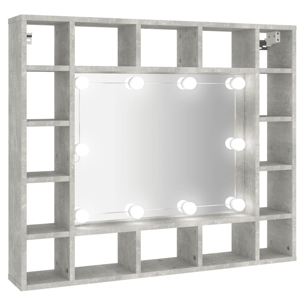vidaXL Έπιπλο Καθρέπτη με LED Γκρι Σκυροδέματος 91x15x76,5 εκ.