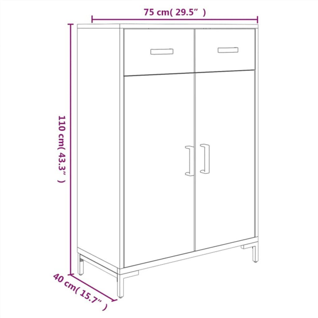 vidaXL Παπουτσοθήκη Μαύρη 75 x 40 x 110 εκ. από Μασίφ Ξύλο Πεύκου
