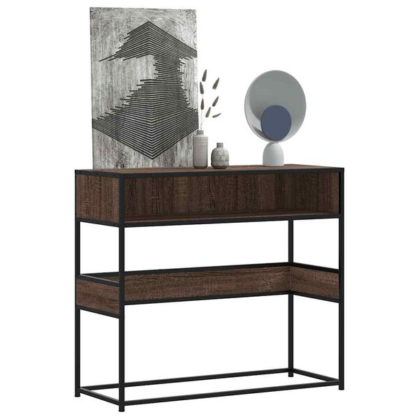vidaXL Τραπέζι Κονσόλα Καφέ Δρυς 90x35x80 εκ. Επεξεργασμένο Ξύλο