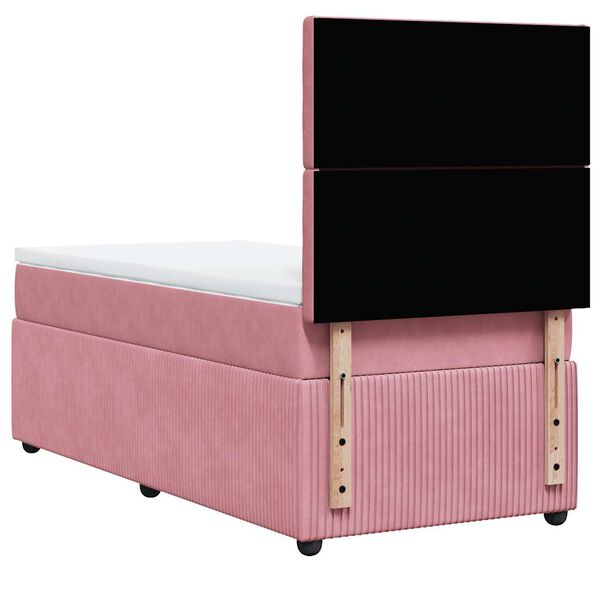 vidaXL Κρεβάτι Boxspring με Στρώμα Ροζ 80 x 200 εκ. Βελούδινο