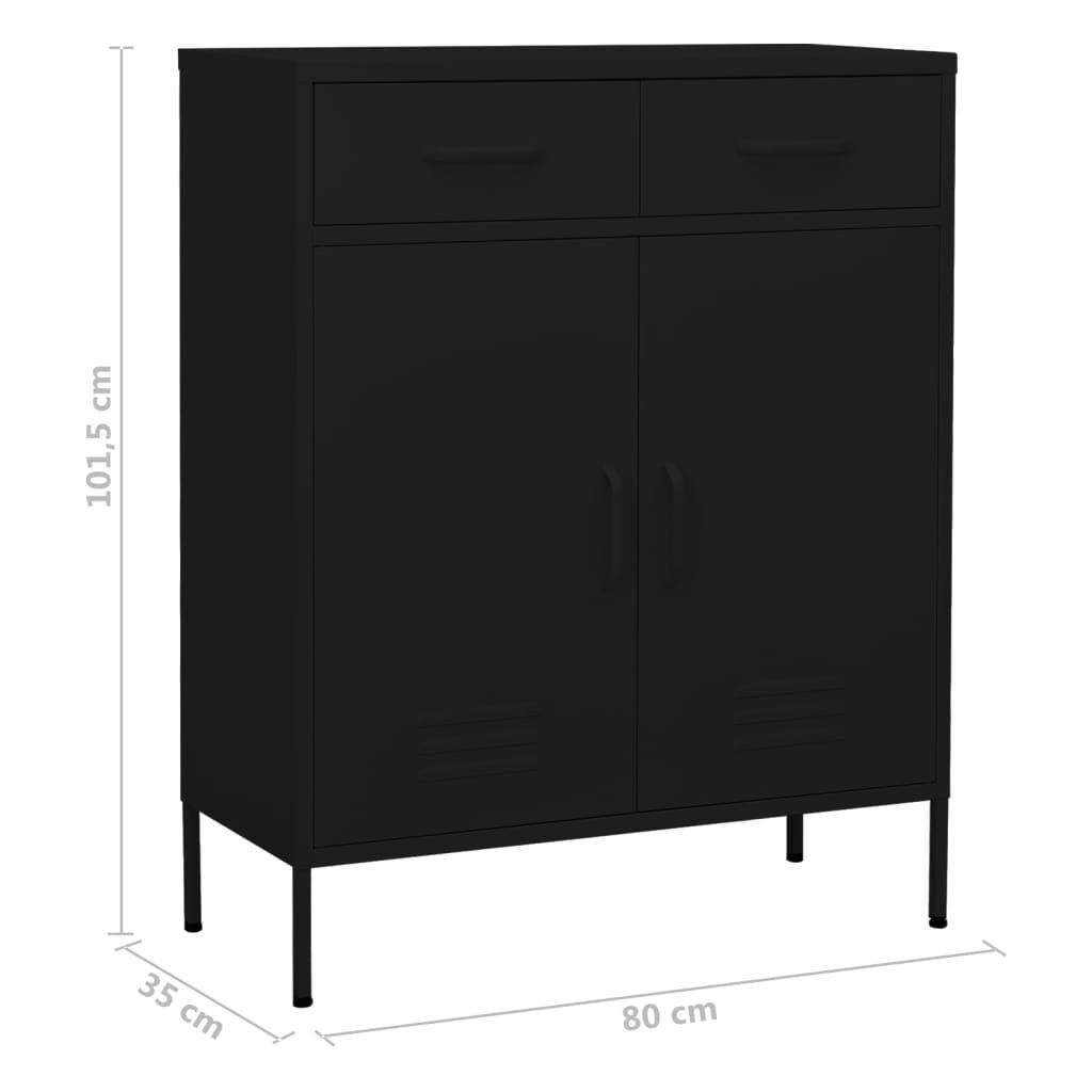 vidaXL Ντουλάπι Αποθήκευσης Μαύρο 80 x 35 x 101,5 εκ. από Ατσάλι