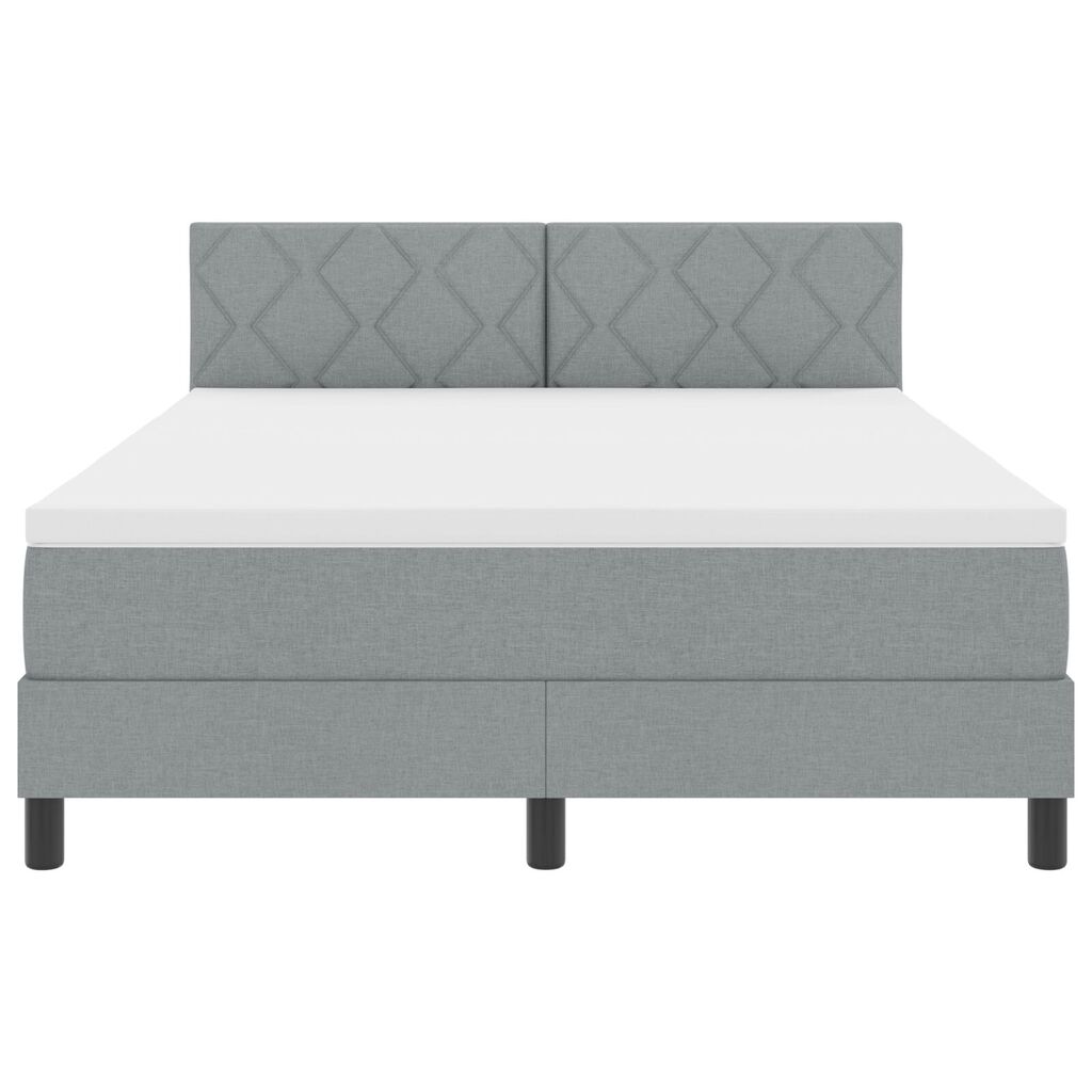 vidaXL Κρεβάτι Box Spring με Στρώμα & LED Ανοιχτό Γκρι 140x200 εκ Ύφασμα