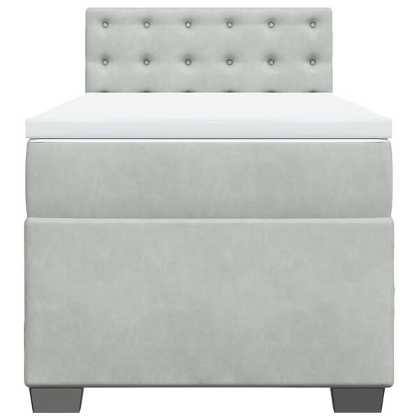 vidaXL Κρεβάτι Boxspring με Στρώμα Ανοιχτό Γκρι 80x200 εκ. Βελούδινο