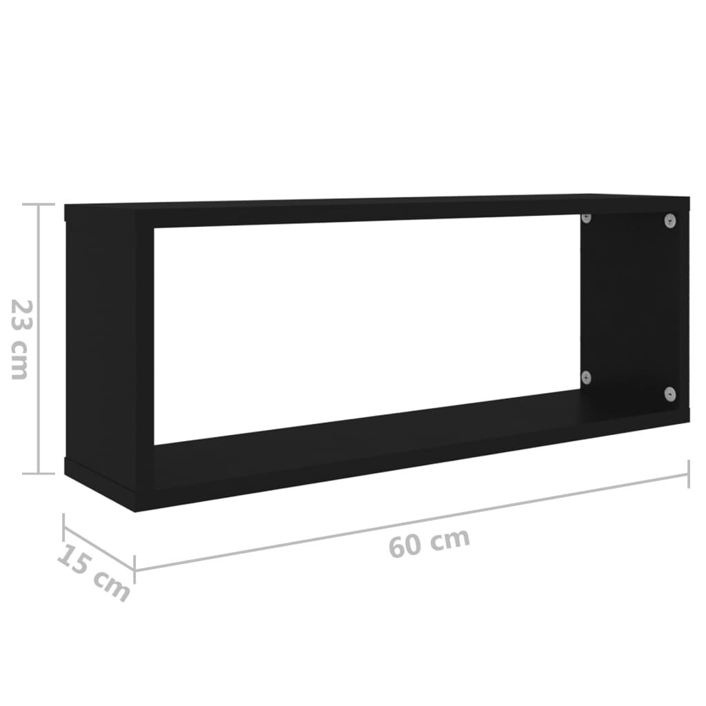 vidaXL Ράφια Κύβοι Τοίχου 6 τεμ. Μαύρα 60 x 15 x 23 εκ. από Επεξ. Ξύλο