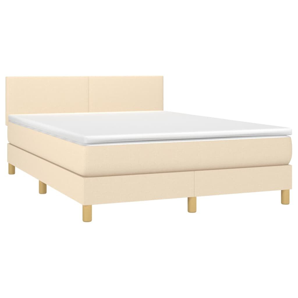 vidaXL Κρεβάτι Boxspring με Στρώμα Κρεμ 140x190 εκ. Υφασμάτινο