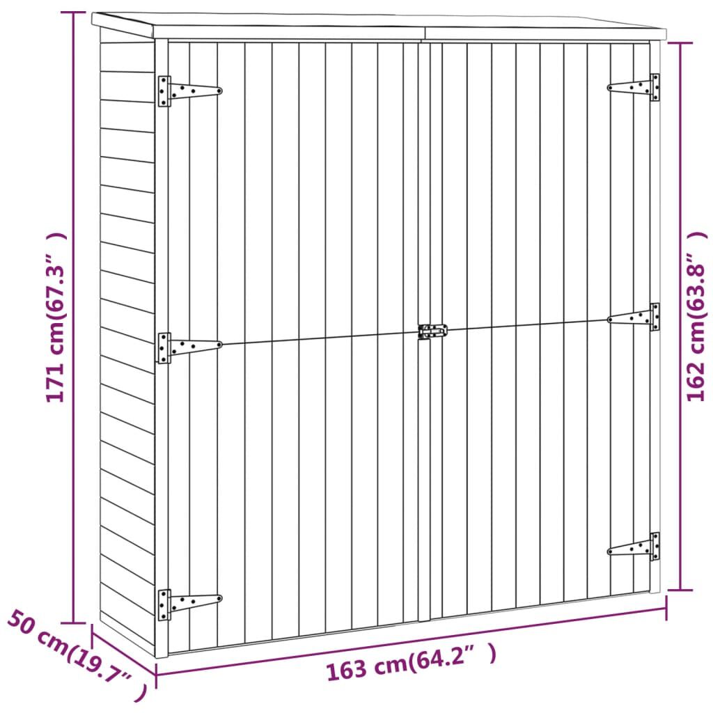 vidaXL Αποθήκη Εργαλείων Κήπου 163x50x171 εκ. Μασίφ Ξύλο Πεύκου