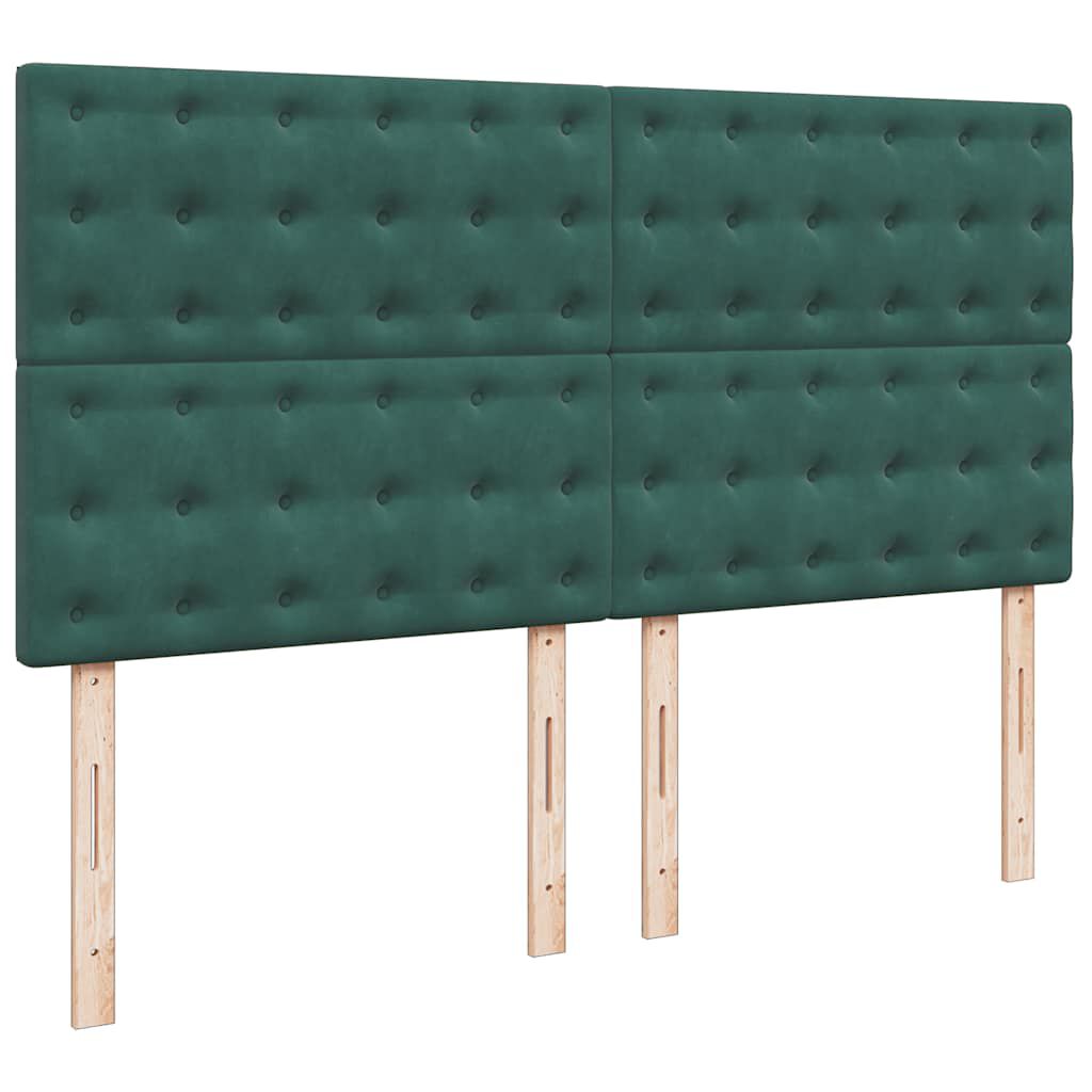 vidaXL Κρεβάτι Boxspring με Στρώμα Σκούρο Πράσινο 200x200εκ. Βελούδινο