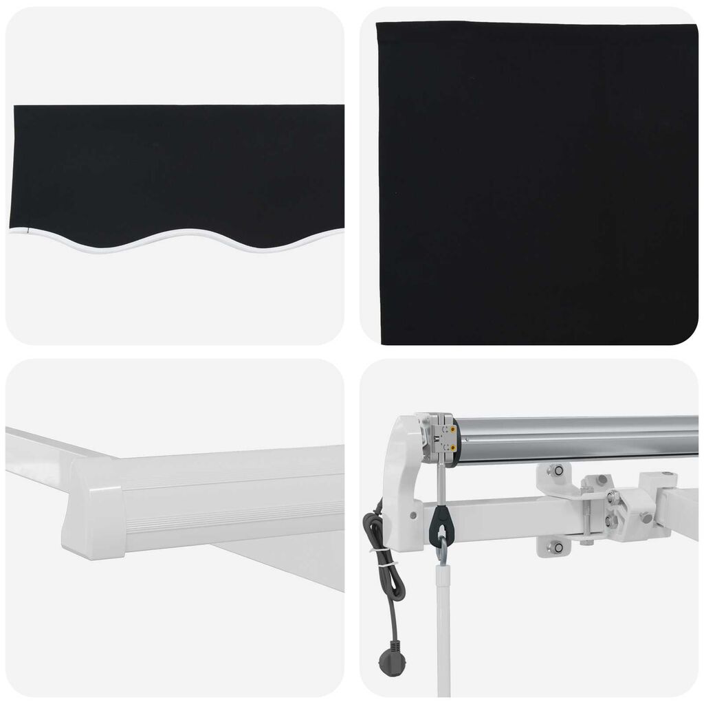 vidaXL Αυτόματη Αναδιπλούμενη Τέντα Μαύρη 450x350 cm