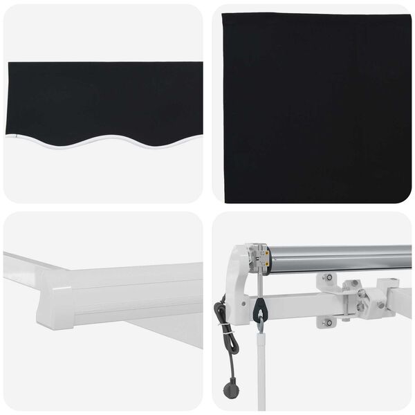 vidaXL Αυτόματη Αναδιπλούμενη Τέντα Μαύρη 450x350 cm