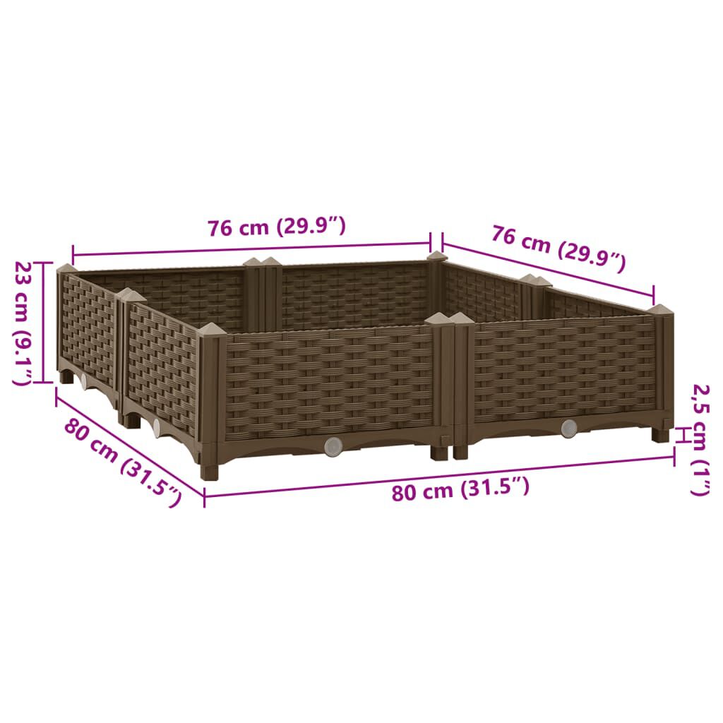 vidaXL Ζαρντινιέρα 80 x 80 x 23 εκ. από Πολυπροπυλένιο