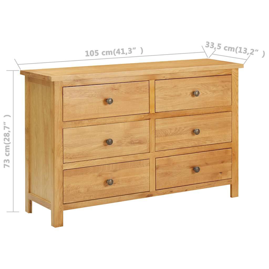 vidaXL Συρταριέρα 105 x 33,5 x 73 εκ. από Μασίφ Ξύλο Δρυός
