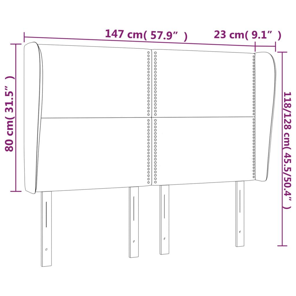 vidaXL Κεφαλάρι με Πτερύγια Ανοιχτό Γκρι 147x23x118/128 εκ. Υφασμάτινο