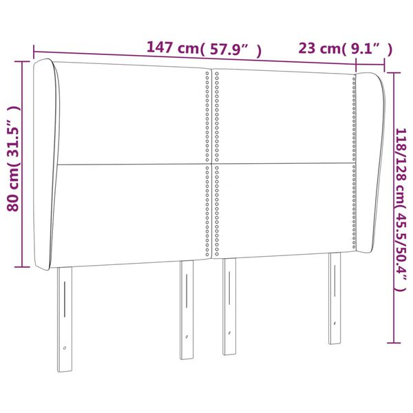 vidaXL Κεφαλάρι με Πτερύγια Ανοιχτό Γκρι 147x23x118/128 εκ. Υφασμάτινο