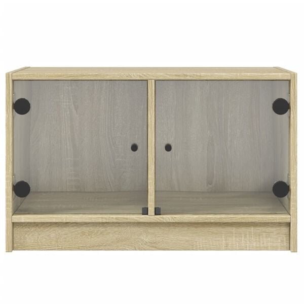 vidaXL Βοηθητικό Ντουλάπι Sonoma Δρυς 68x37x42 εκ. με Γυάλινες Πόρτες