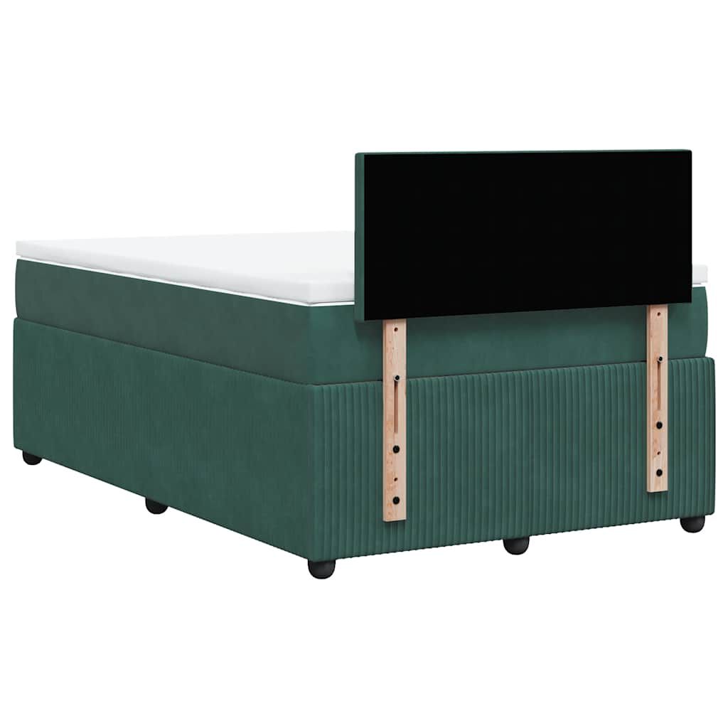 vidaXL Κρεβάτι Boxspring με Στρώμα Σκούρο Πράσινο 120x200εκ. Βελούδινο