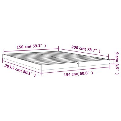 vidaXL Πλαίσιο Κρεβατιού 150 x 200 εκ. Μασίφ Ξύλο Πεύκου King Size