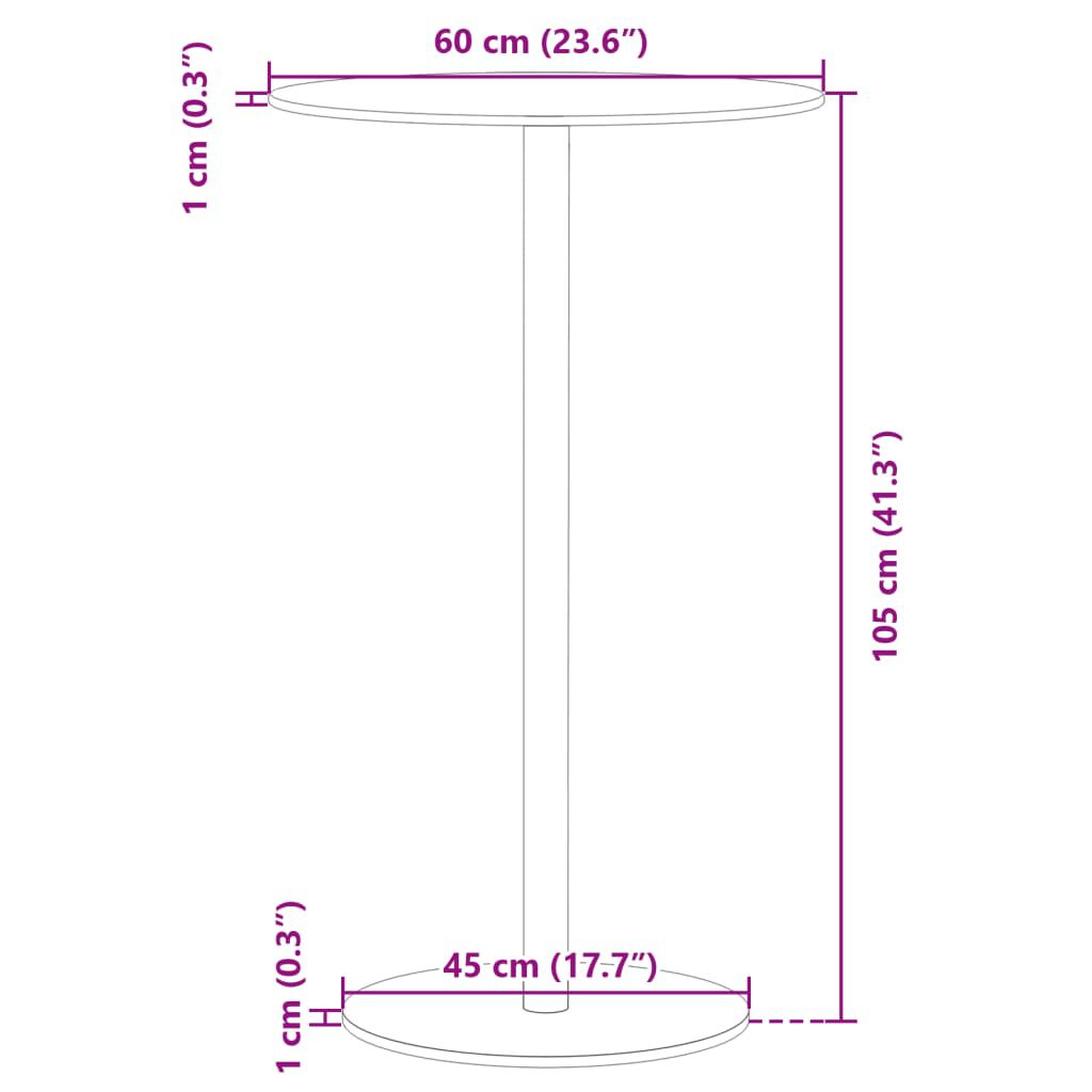 vidaXL Τραπέζι Κήπου Στρογγυλό Μαύρο Ø60x105 εκ. Ατσάλινο