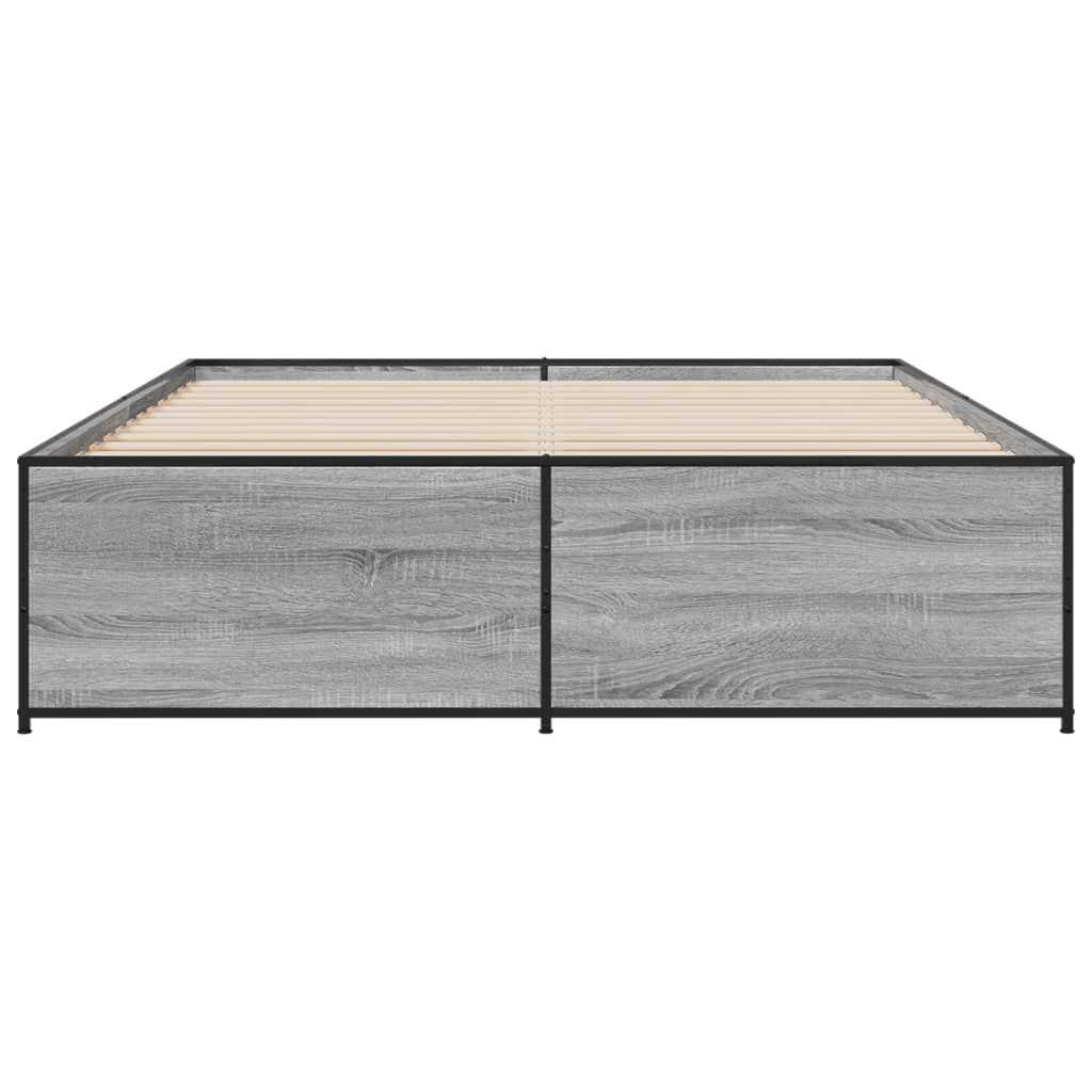 vidaXL Πλαίσιο Κρεβατιού Γκρι Sonoma 150x200 εκ. Επεξ. Ξύλο & Μέταλλο