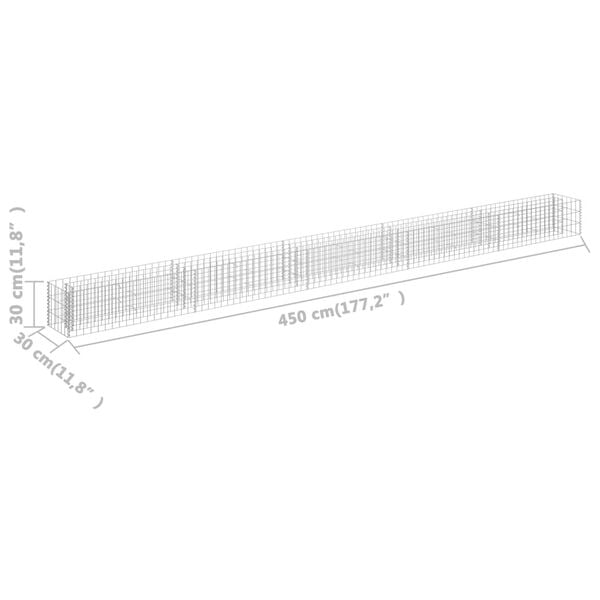 vidaXL Συρματοκιβώτιο-Γλάστρα Υπερυψωμένη 450x30x30 εκ. Γαλβ. Χάλυβας