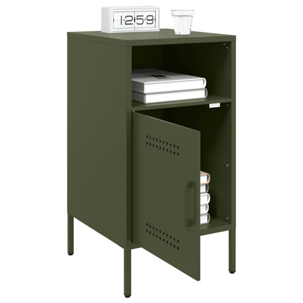 vidaXL Κομοδίνο Πράσινο Λαδί 36x39x68 εκ. από Χάλυβα