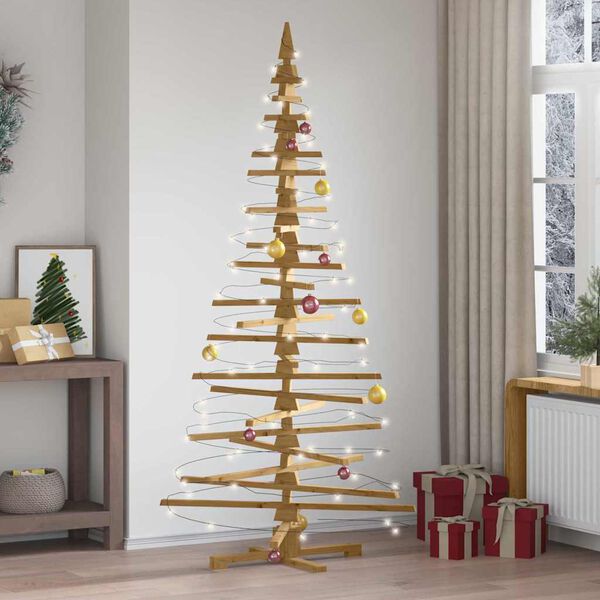 vidaXL Ξύλινο Χριστουγεννιάτικο Δέντρο Καφέ 210 cm Μασίφ ξύλο πεύκου