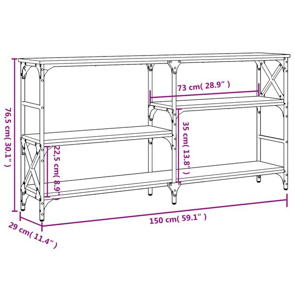 vidaXL Τραπέζι Κονσόλα Sonoma Δρυς 150 x 29 x 76,5 εκ. Επεξεργ. Ξύλο