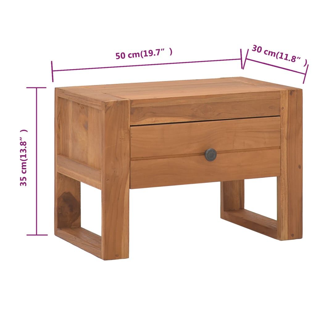 vidaXL Κομοδίνο 50 x 30 x 35 εκ. από Μασίφ Ξύλο Teak
