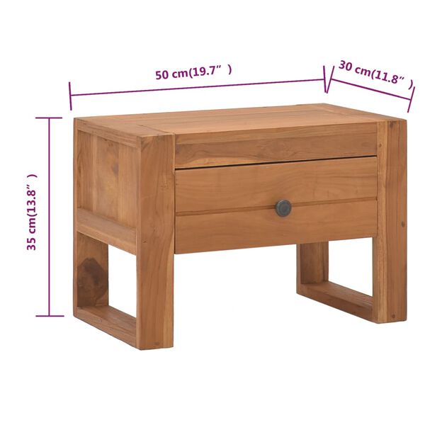 vidaXL Κομοδίνο 50 x 30 x 35 εκ. από Μασίφ Ξύλο Teak