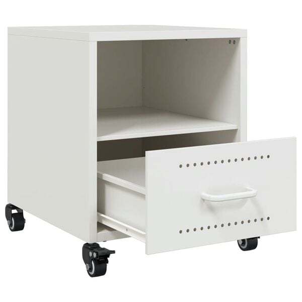 vidaXL Κομοδίνο Λευκό 36x39x43,5 εκ. από Χάλυβα