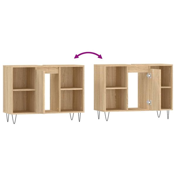 vidaXL Ντουλάπι Μπάνιου Sonoma Δρυς 80 x 33 x 60 εκ. από Επεξεργ. Ξύλο