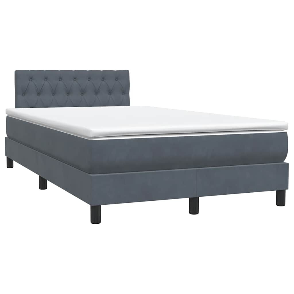 vidaXL Κρεβάτι Boxspring με Στρώμα Σκούρο Γκρι 120x210 εκ. Βελούδινο